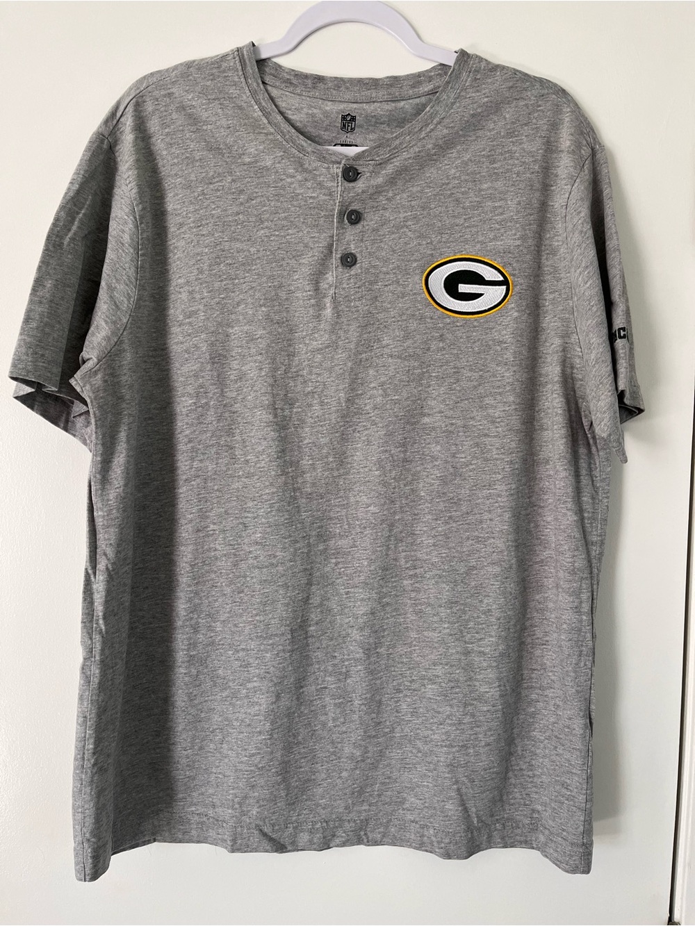 NFL Gray Henley Green Bay Packers T-shirt sz L